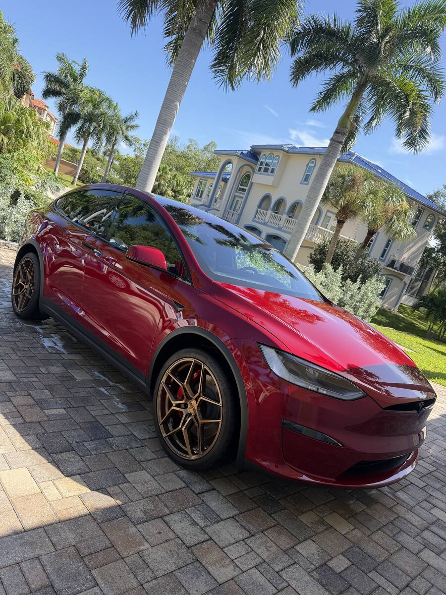Detailed red Tesla Model X