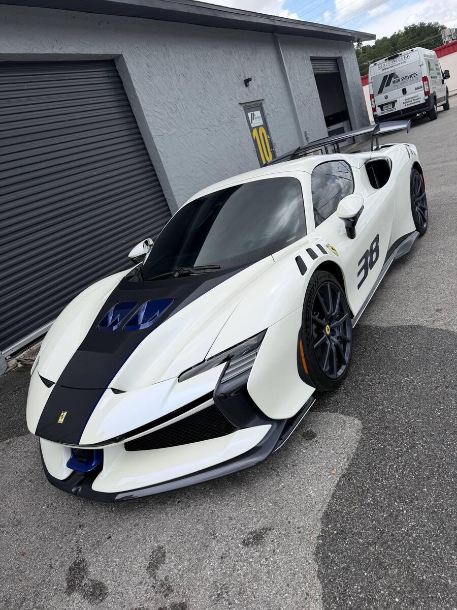 Detailed white Ferrari with track livery