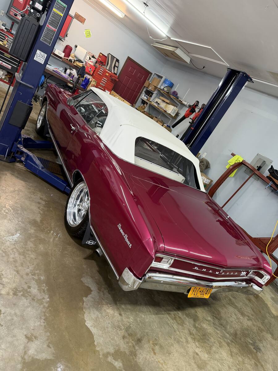 Detailed burgundy Chevrolet Chevelle SS convertible